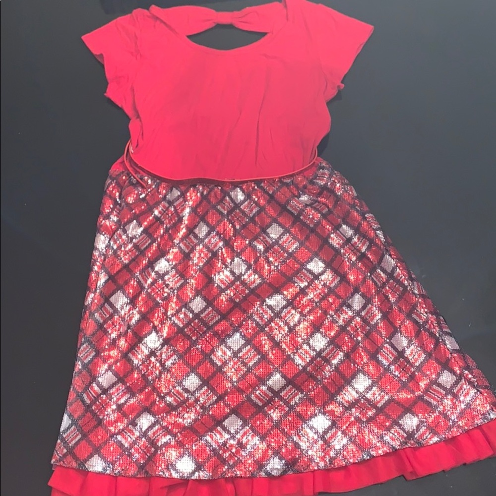 Red dress with a red sparkly belt